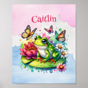 Personlig Groda, Blommor och Fjärilar Poster