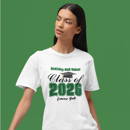 Personlig grön examen för klassen 2026 t shirt