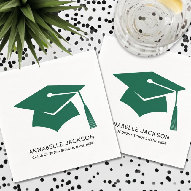 Personlig Grön Examen Pappersservett (Personalized Green Graduation Napkins)