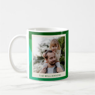 Personlig Grön Familjefoto Modern Jul Kaffemugg