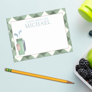 Personlig grön Gingham Golf Barn Lunch Box Post-it Block