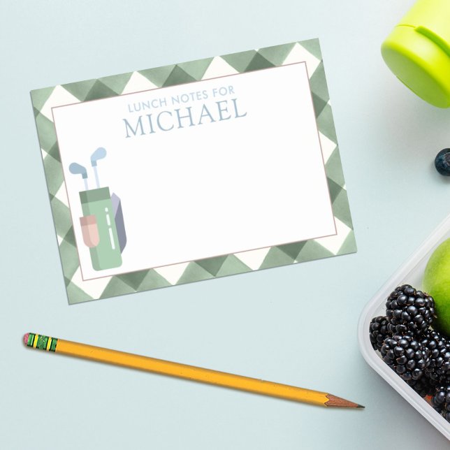 Personlig grön Gingham Golf Barn Lunch Box  Post-it Block (Skapare uppladdad)