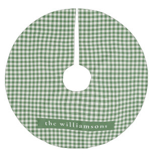 Personlig grön Gingham-rutig namnjul Julgransmatta Borstad Polyester