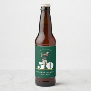 Personlig grön golf 50-årsdag ölflaska etikett