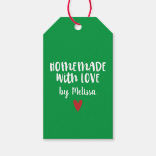 Personlig Grön Hemmagjord Med Kärlek Hjärta Presentetikett