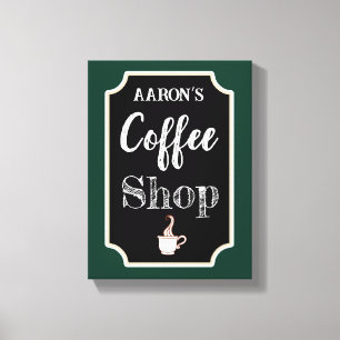 Personlig grön kaffeshops konstduksutskrift canvastryck