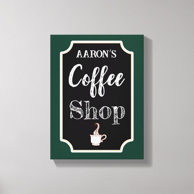 Personlig grön kaffeshops konstduksutskrift canvastryck (Framsida)