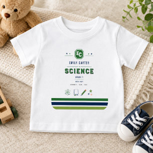 Personlig grön marinblå vetenskaplig skolomslag t shirt