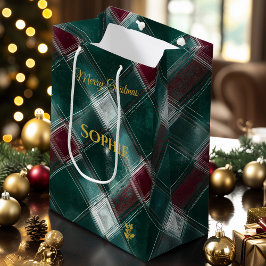 Personlig grön och burgunder randig jul