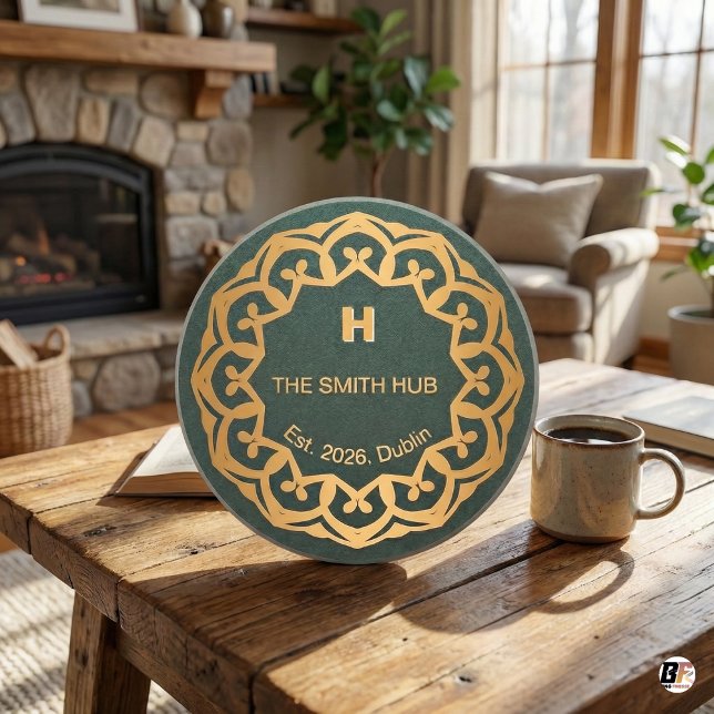Personlig grön och guld mandala "The Smith Hub", Underlägg (Skapare uppladdad)