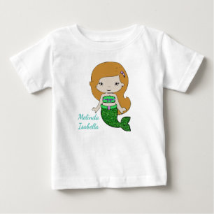 Personlig grön sjöjungfru spädbarnsklädning t shirt
