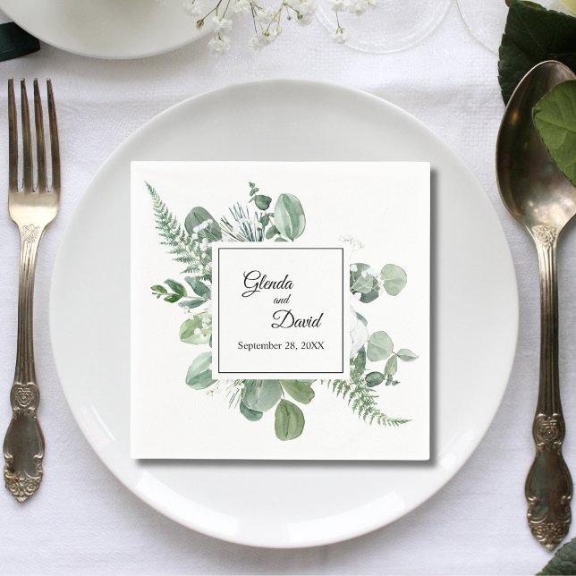 Personlig Grönska Sukkulent Dammig Bröllop Pappersservett (Personalized greenery succulent dusty napkins add soft natural charm to your wedding table)