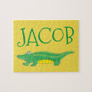 Personlig Grönt Alligator Crokodile Child's Pussel