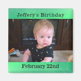 Personlig Grönt Birthday Reminder Magnet