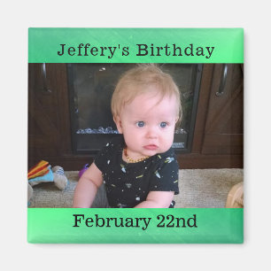 Personlig Grönt Birthday Reminder Magnet