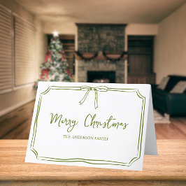 Personlig Grönt Bow Cute God jul Helgkort