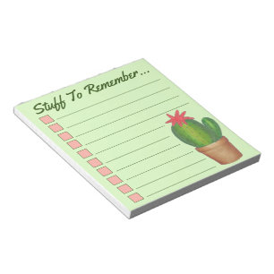 Personlig Grönt Cactus Poted Plant Checklist Anteckningsblock