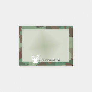 Personlig Grönt Camo Ram med Buck Silhouette Post-it Block