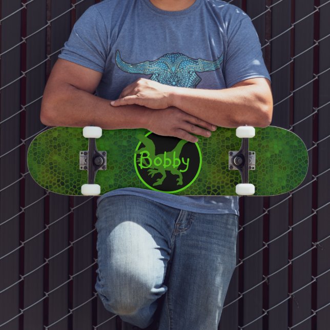 Personlig Grönt Dinosaur Gömmer Mini Skateboard Bräda 18,5 Cm (Utomhus 3)