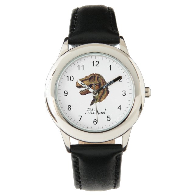 Personlig Grönt Dinosaur T-Rex Tyrannosaurus Armbandsur (Framsida)
