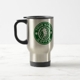 Personlig Grönt Emblem Logotyp Coffee Shop Mugg