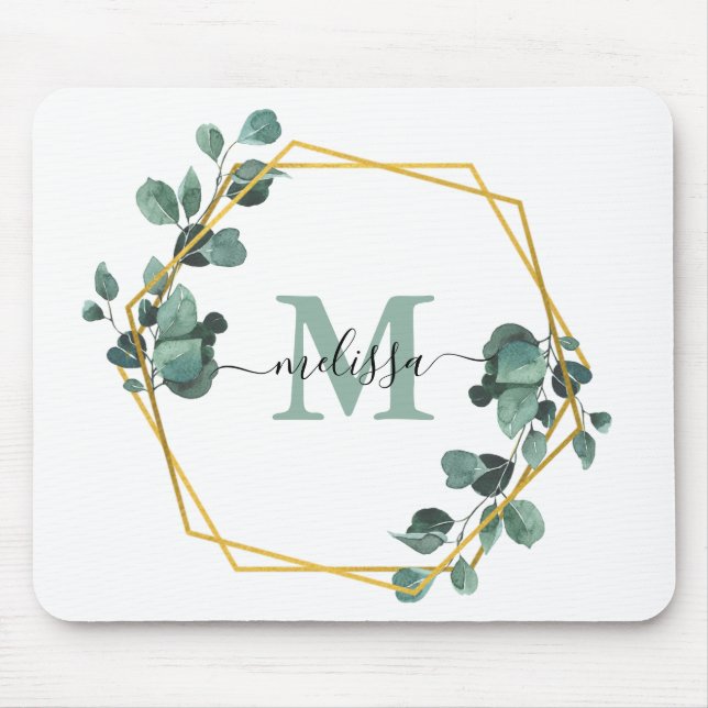 Personlig Grönt Foilage Blommigt Pad Musmatta (Framsidan)