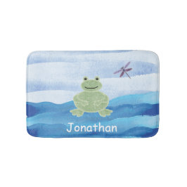 Personlig Grönt Frog med Dragonfly för barn Badrumsmatta