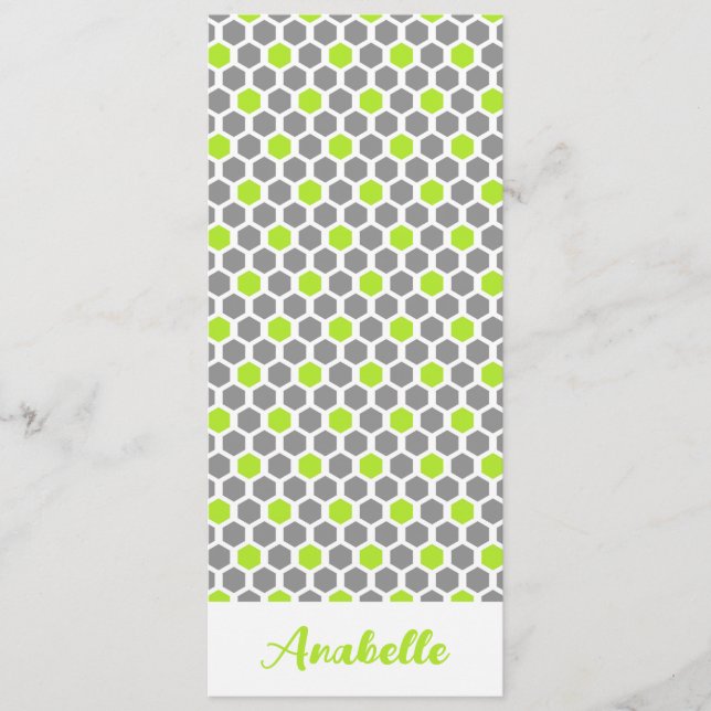Personlig Grönt Geometric Hexagon Bookmark (Framsida)