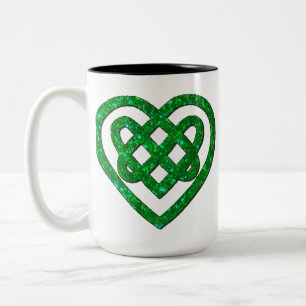 Personlig Grönt Glitter Celtic Heart Knot Mugg