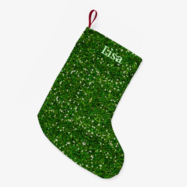 Personlig Grönt Glitter julklapp Liten Julstrumpa (Framsidan (Hängande))