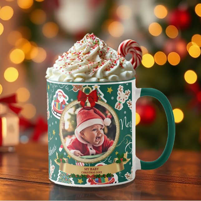 Personlig Grönt God jul HO!HO!HO! Mugg (Skapare uppladdad)