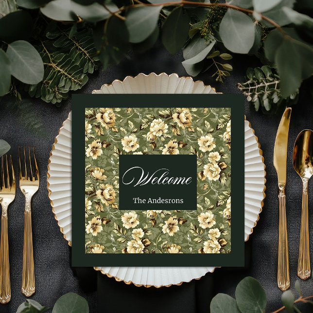 Personlig Grönt Guld Napkins Modern Elegant Pappersservett (Personalized Green Gold Napkins Modern Elegant)