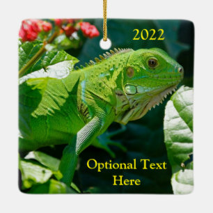 Personlig Grönt Iguana Lizard Julgransprydnad Keramik