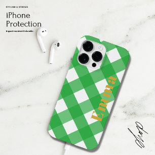 Personlig Grönt Modern Gingham iphone case