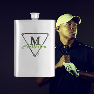 Personlig Grönt Monogram/Namn unika Golf-Klubbar Fickplunta