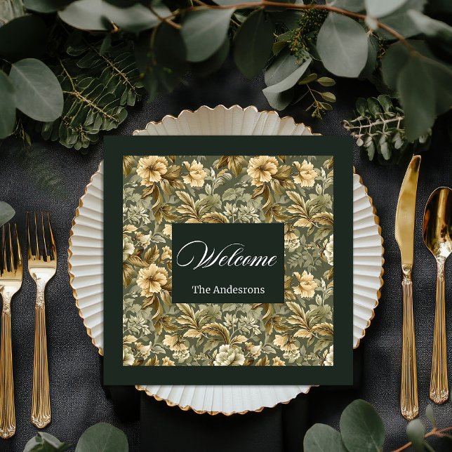Personlig Grönt Napkins Elegant Blommigt Touch Pappersservett (Personalized Green Napkins Elegant Floral Touch)