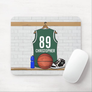 Personlig Grönt och White Basketball Jersey Musmatta