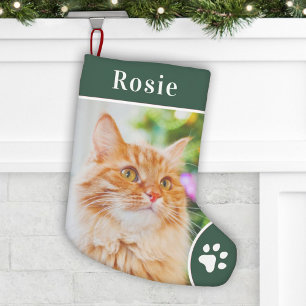 Personlig Grönt Pet Photo Monogram Namn Liten Julstrumpa