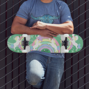 Personlig Grönt Rainbow Unicorn Mini Skateboard Bräda 18,5 Cm
