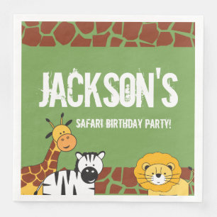 Personlig Grönt Safari Giraffe Birthday Pappersservett
