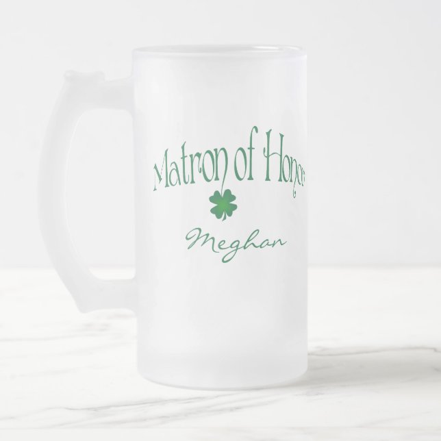 Personlig Grönt Shamrock MOH Beer Stein Frostat Ölglas (Vänster)