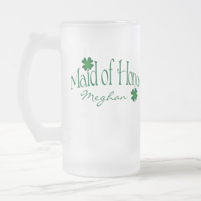 Personlig Grönt Shamrock MOH Beer Stein Frostat Ölglas (Vänster)