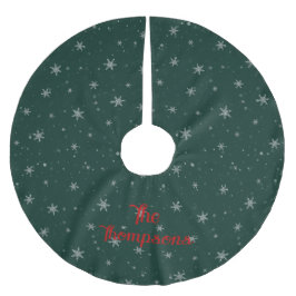 Personlig Grönt Snö-blommor Julgransmatta Borstad Polyester