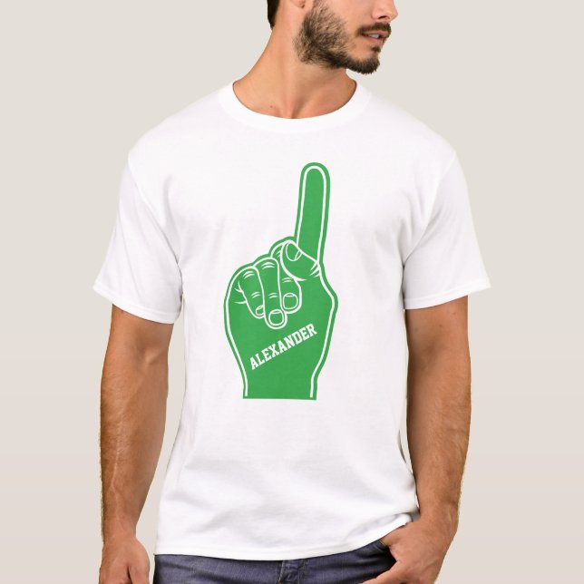 Personlig Grönt Sports Foam Finger T Shirt (Framsida)