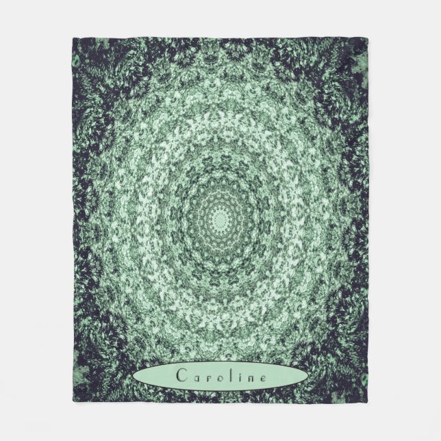 Personlig Grönt Stone Mandala Fleecefilt (Framsidan)