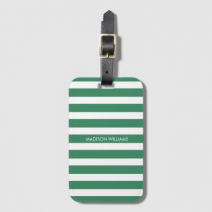 Personlig Grönt Stripe Luggage Tag Bagagebricka