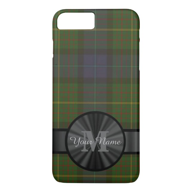 Personlig grönt tartan plaid monogram Case-Mate iPhone skal (Baksida)