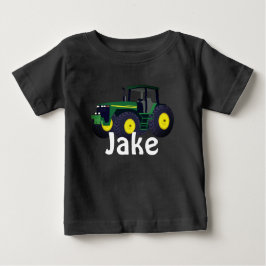 Personlig Grönt Tractor Baby T-Shirt