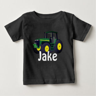 Personlig Grönt Tractor Baby T-Shirt