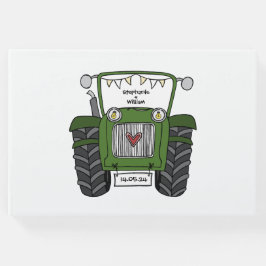Personlig Grönt Tractor Land Farm Bröllop Gästböcker